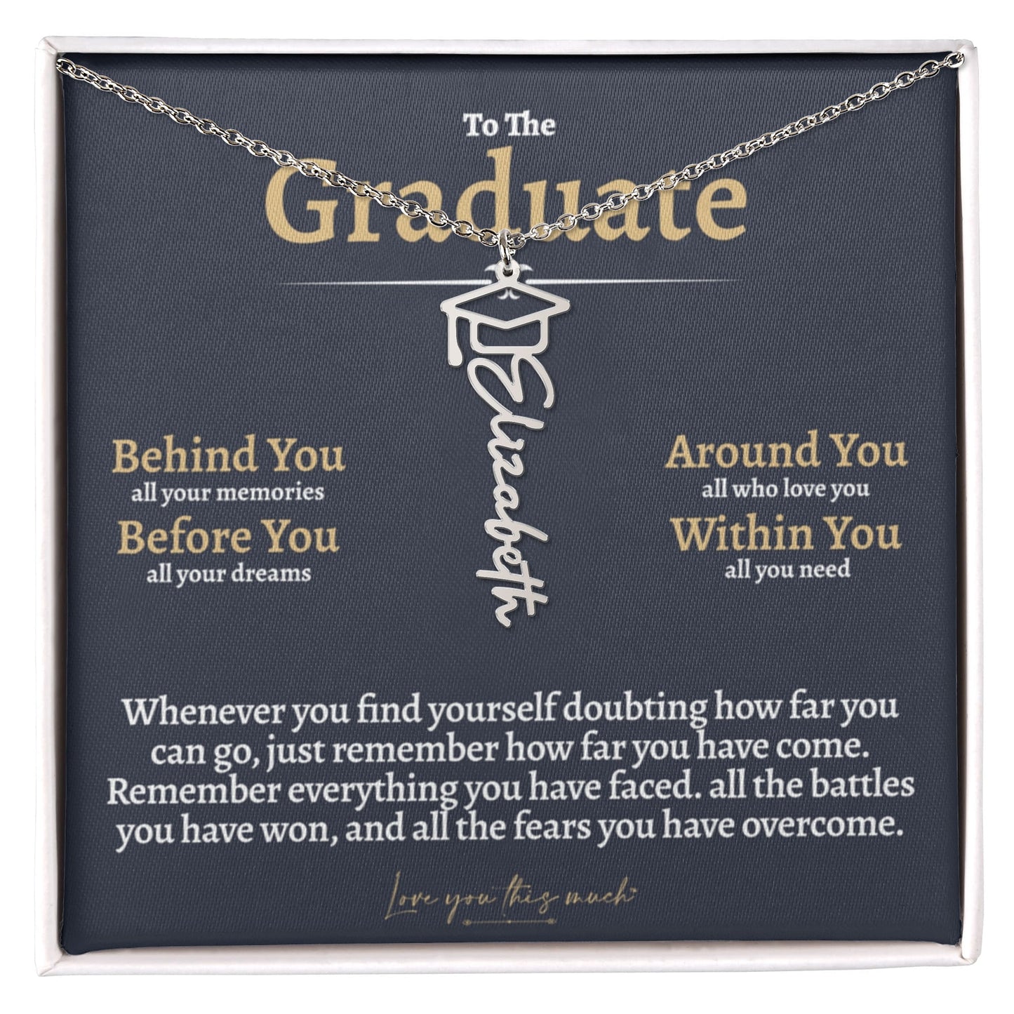 Graduation Cap & Gown Name Necklace - Love You This Much