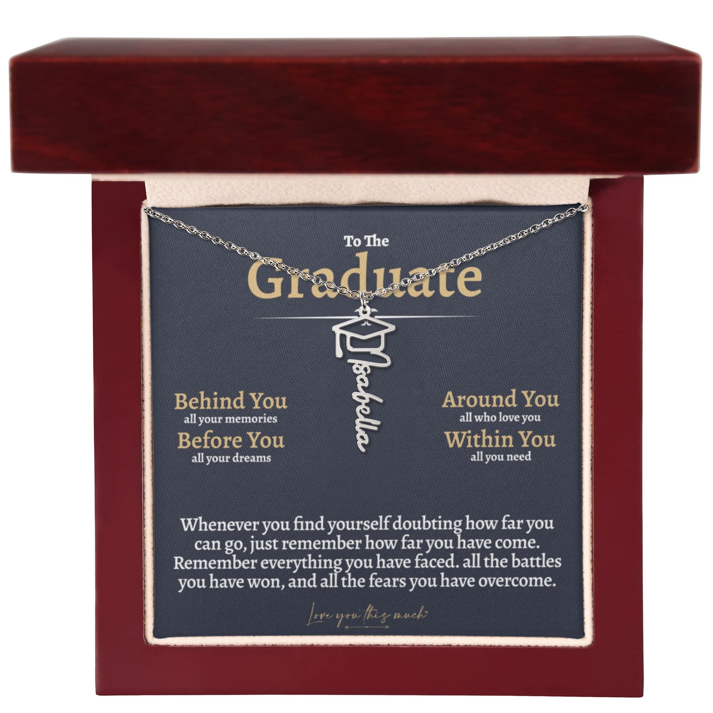 Graduation Cap & Gown Name Necklace - Love You This Much