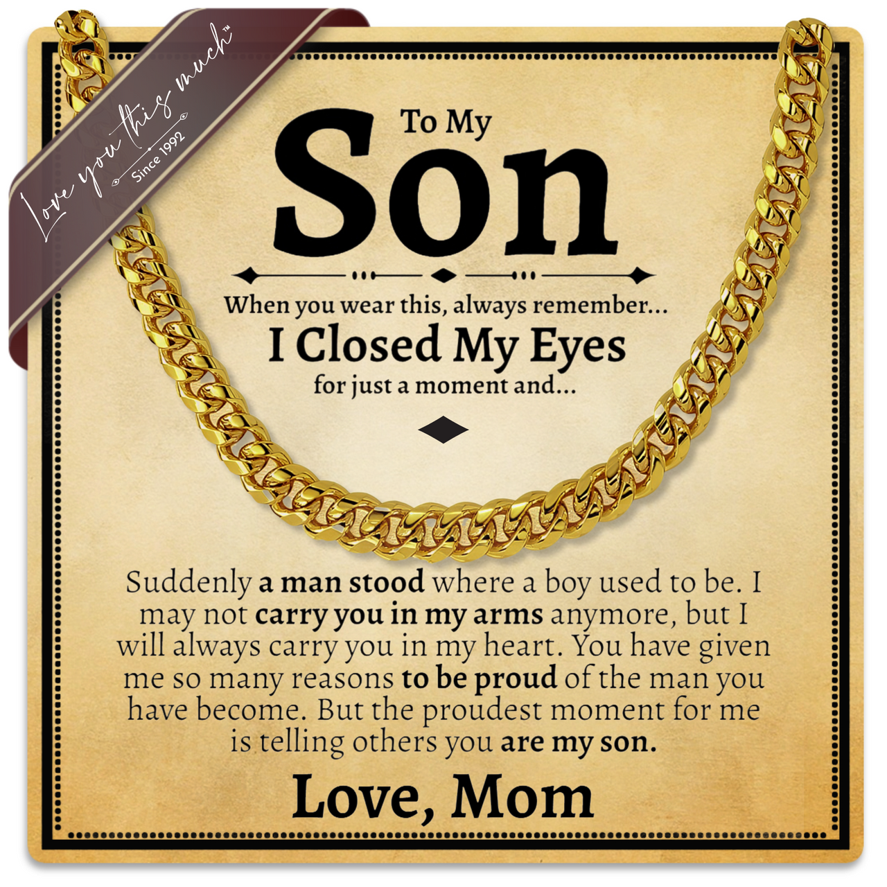 To My Son 5mm Cuban Necklace - Love Mom