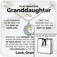 Thumbnail for Granddaughter .925 Sterling Silver Moon Necklace - Love Grandma - Love You This Much