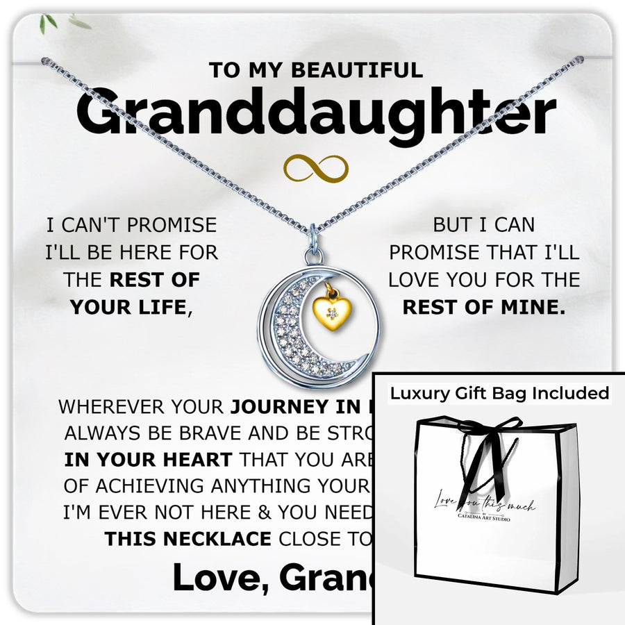 Granddaughter .925 Sterling Silver Moon Necklace - Love Grandma - Love You This Much