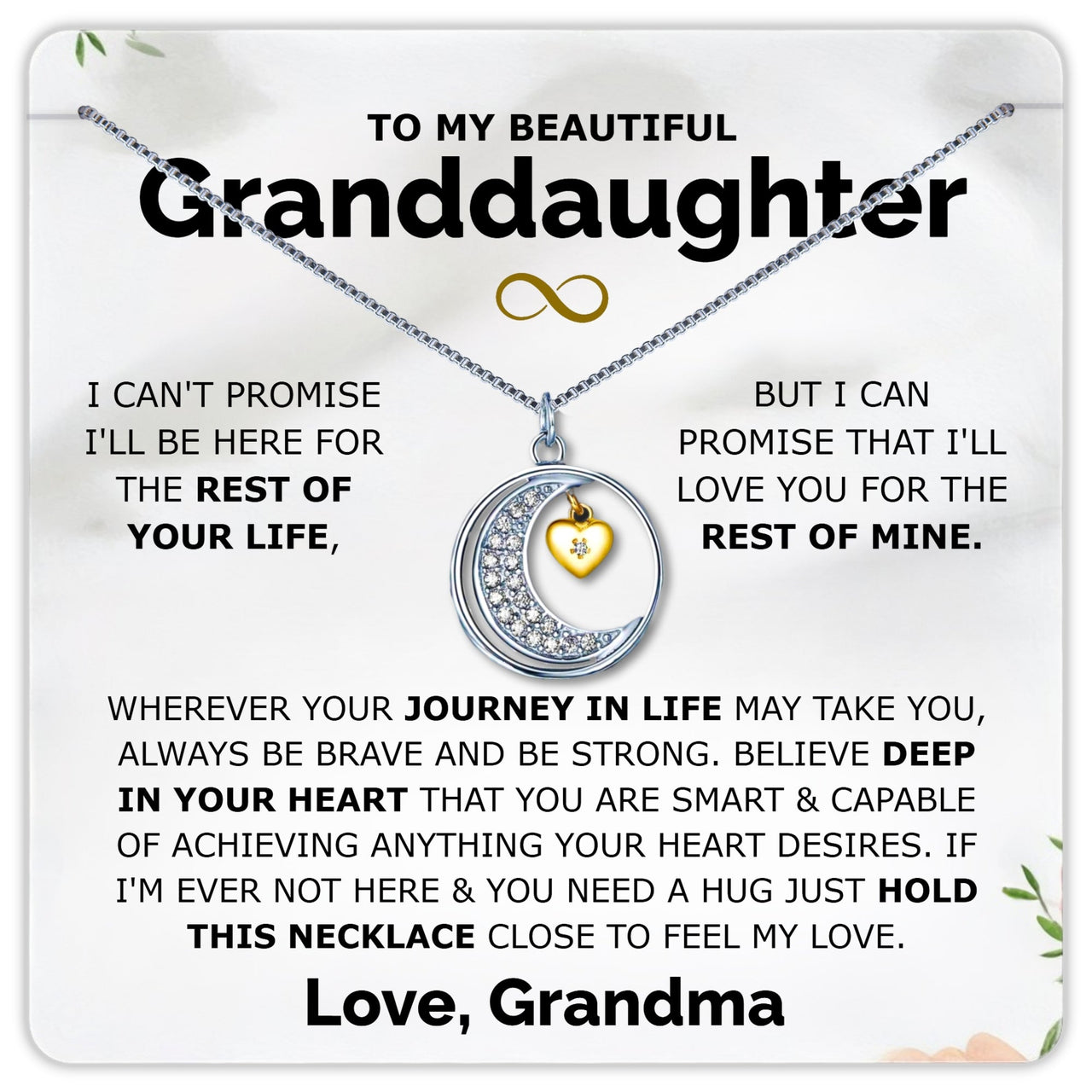 Granddaughter .925 Sterling Silver Moon Necklace - Love Grandma - Love You This Much