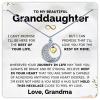 Thumbnail for Granddaughter .925 Sterling Silver Moon Necklace - Love Grandma - Love You This Much