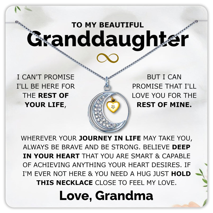 Granddaughter .925 Sterling Silver Moon Necklace - Love Grandma - Love You This Much