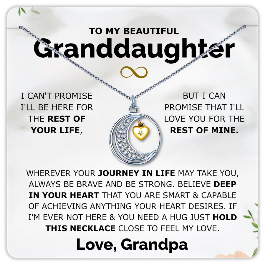 Granddaughter .925 Sterling Silver Moon Necklace - Love Grandpa - Love You This Much