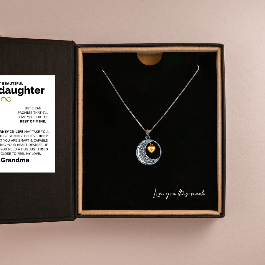 Granddaughter .925 Sterling Silver Moon Necklace - Love Grandpa - Love You This Much