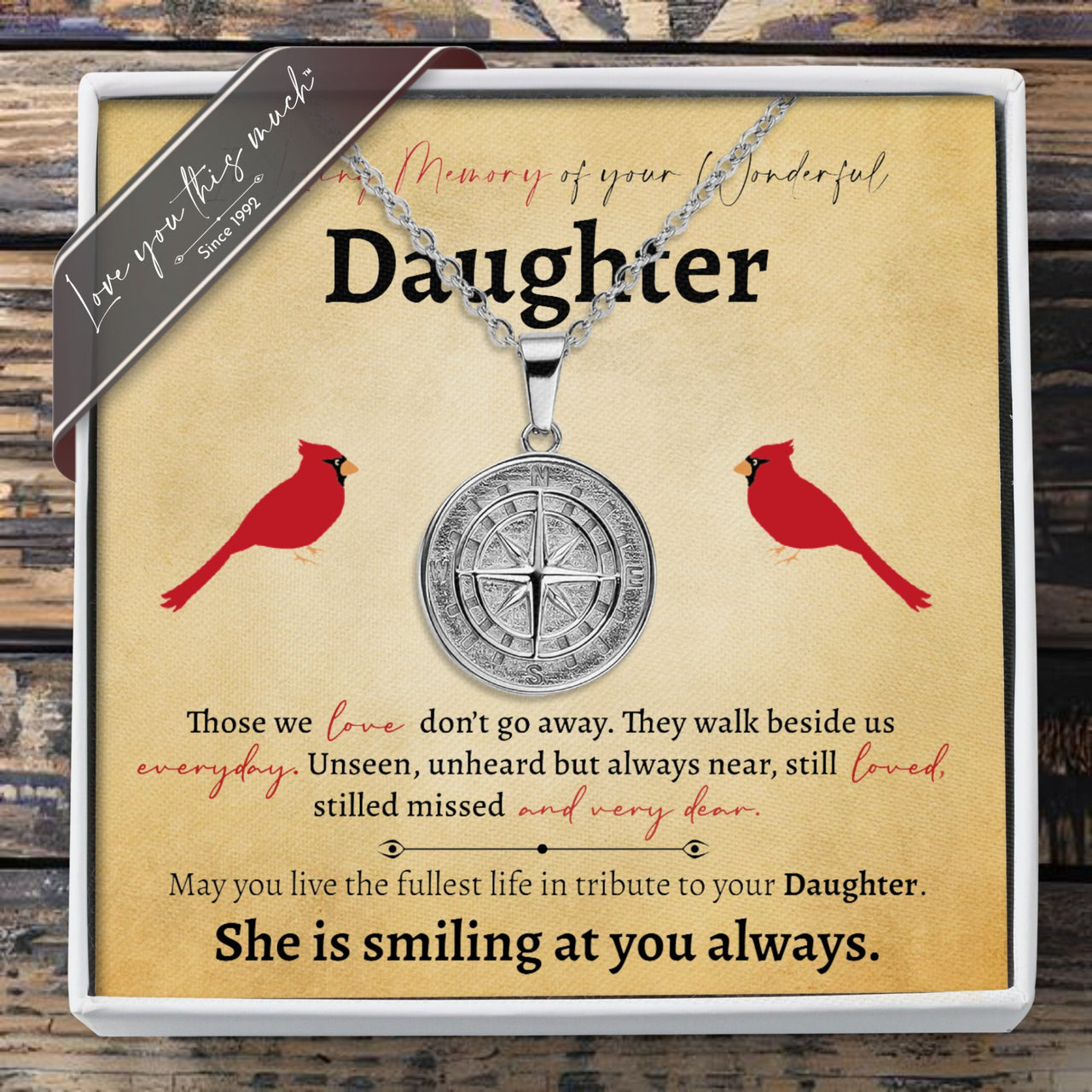 Memory of Your Daughter Compass Necklace - Love You This Much