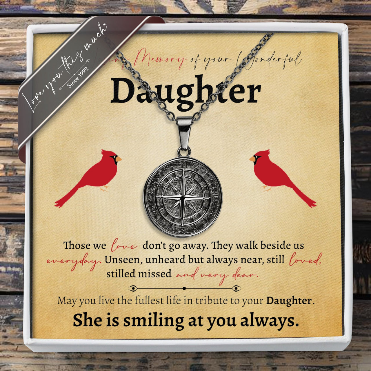 Memory of Your Daughter Compass Necklace - Love You This Much