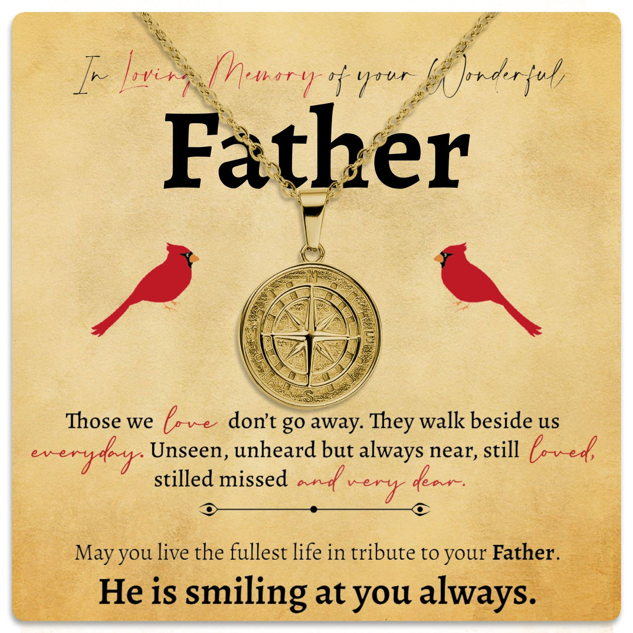 Memory of Your Father Compass Necklace - Love You This Much