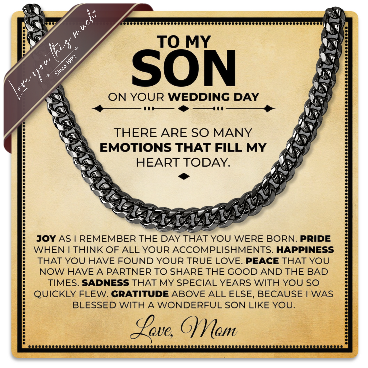 Son Love Mom Wedding - Class 5mm Necklace
