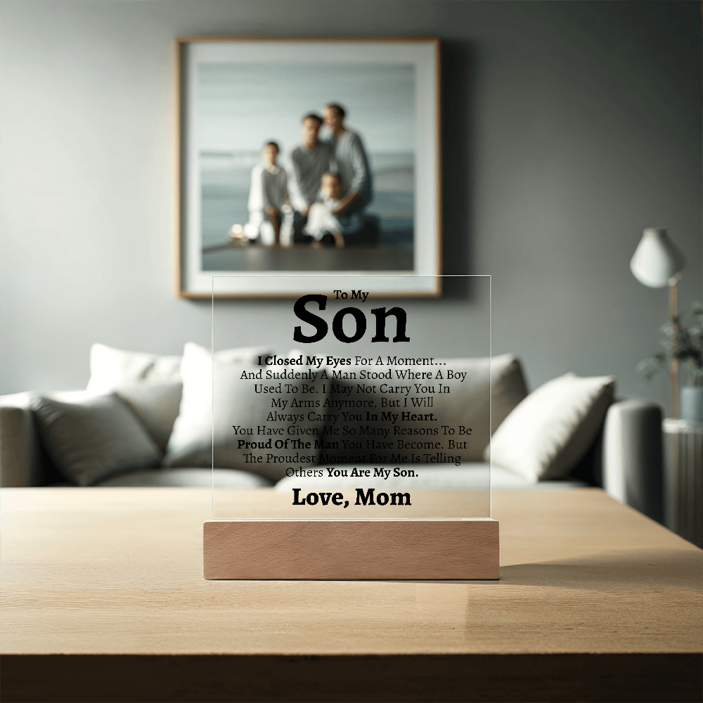 Son "Love Mom" Acrylic Keepsake - Love You This Much