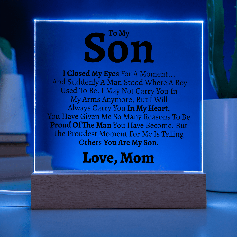 Son "Love Mom" Acrylic Keepsake - Love You This Much