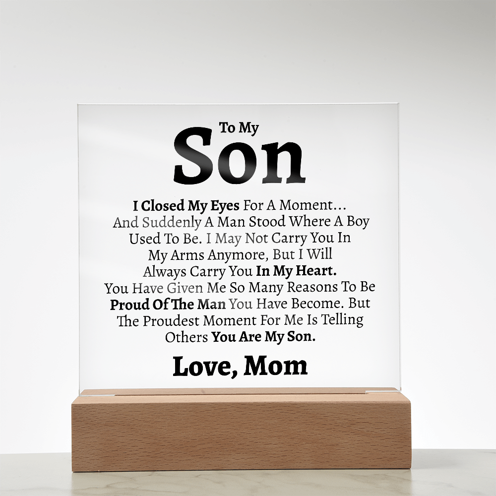 Son "Love Mom" Acrylic Keepsake - Love You This Much