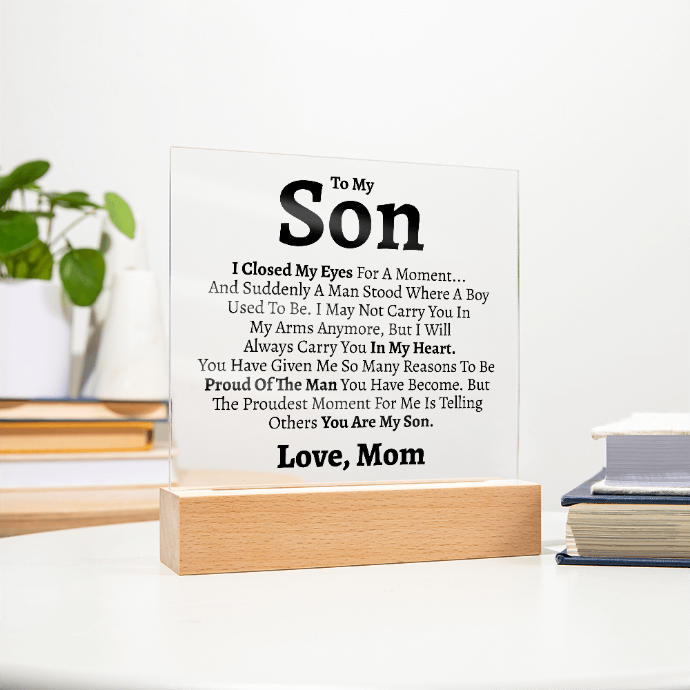 Son "Love Mom" Acrylic Keepsake - Love You This Much