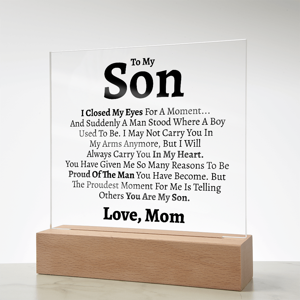Son "Love Mom" Acrylic Keepsake - Love You This Much