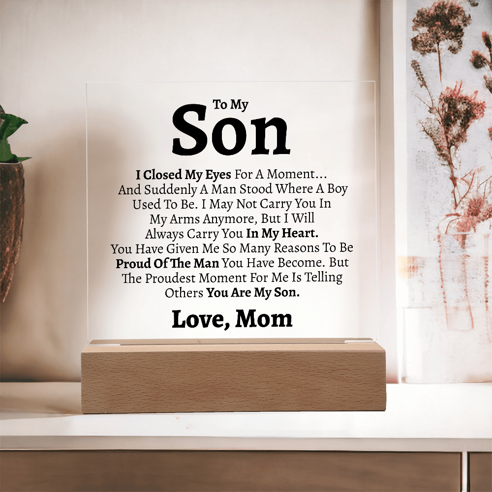 Son "Love Mom" Acrylic Keepsake - Love You This Much