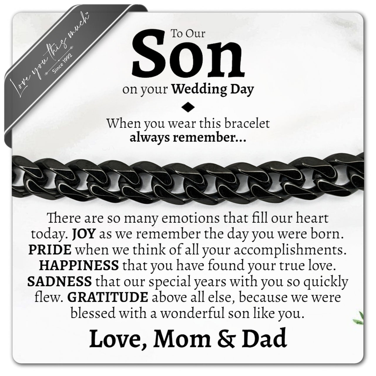 Son Wedding (From Parents) Classic 5mm Bracelet