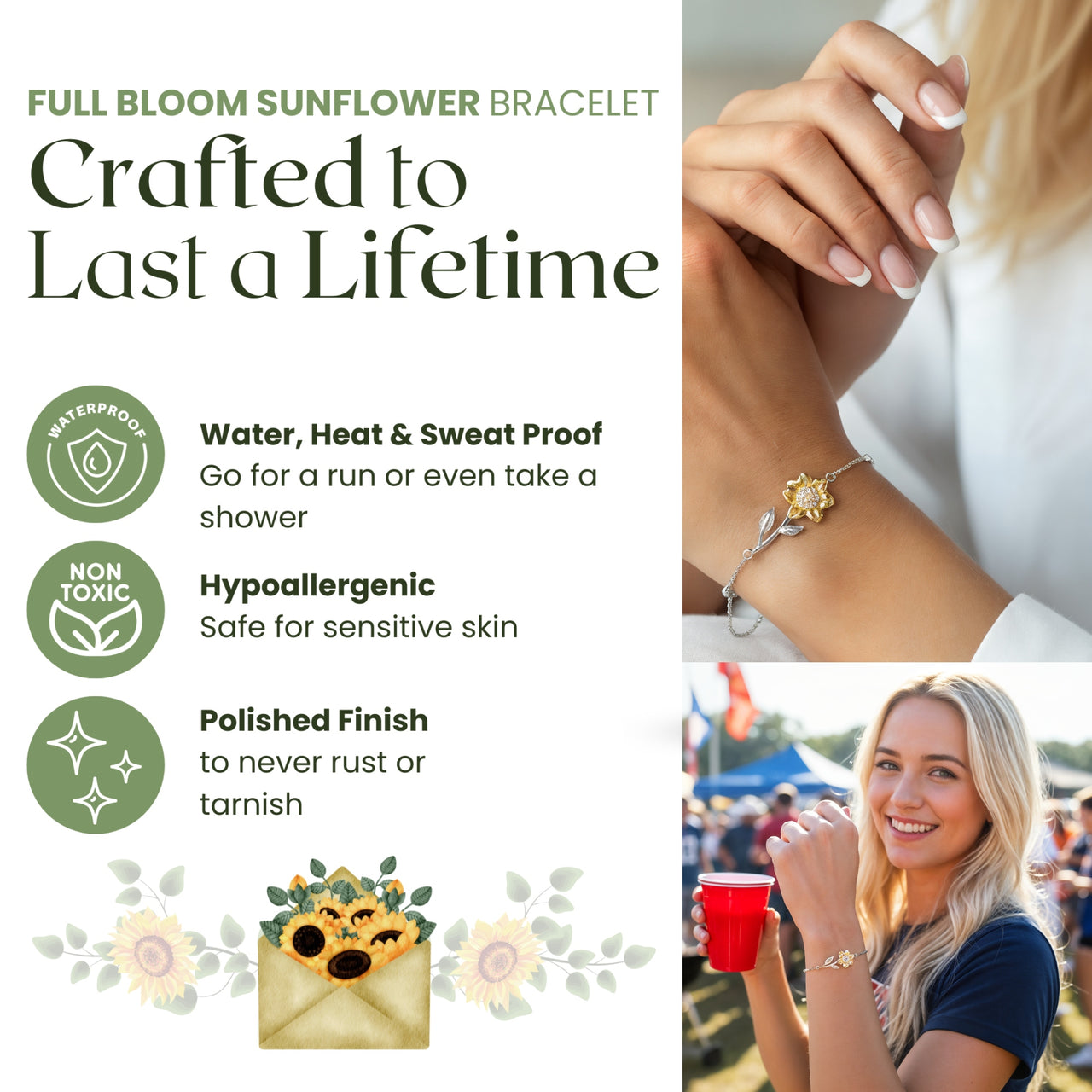 Aunt & Niece 18k Sunflower Bracelet