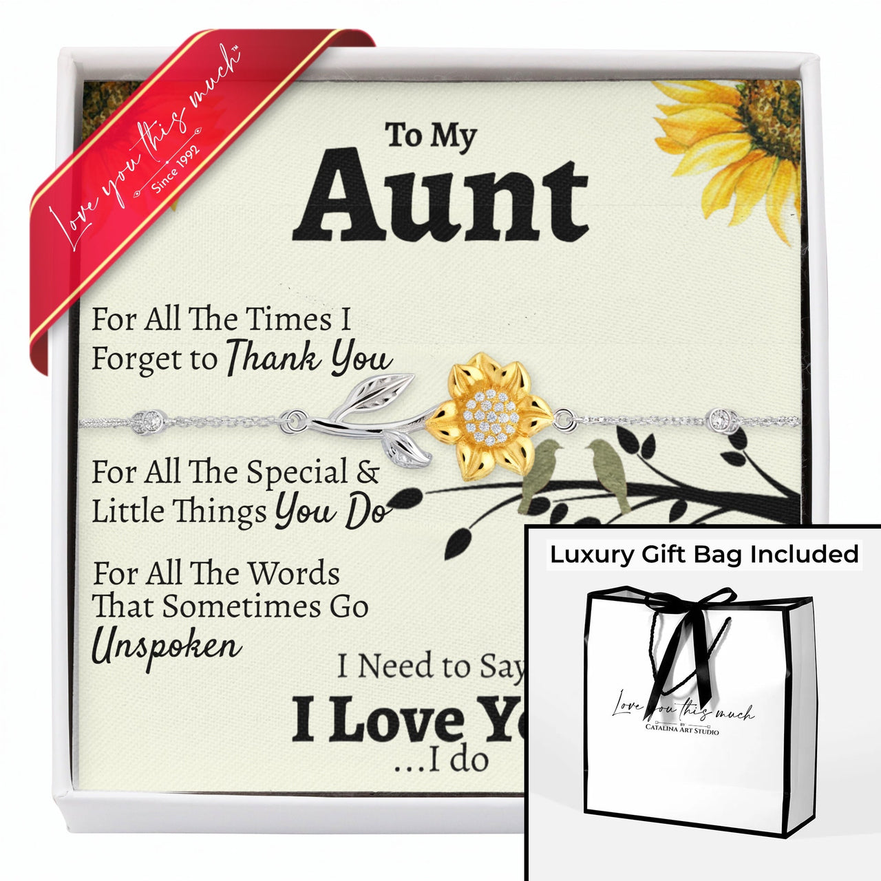 To My Aunt 18k Gold Enchanted Sunflower Bracelet - Love You This Much