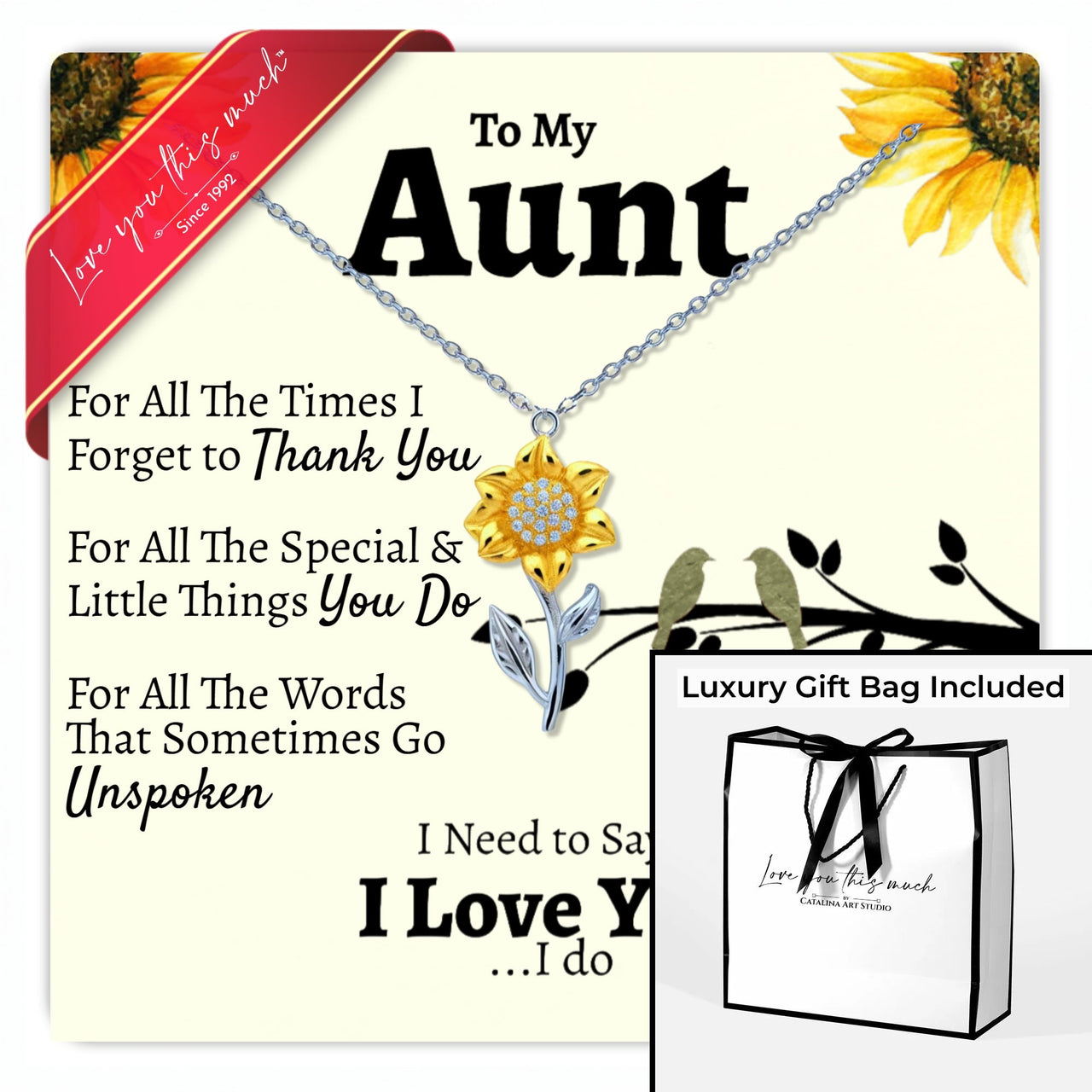 To My Aunt 18k Gold Enchanted Sunflower Necklace - Love You This Much
