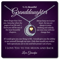 Thumbnail for To My Granddaughter .925 Silver Moon Necklace - Love Grandpa - Love You This Much