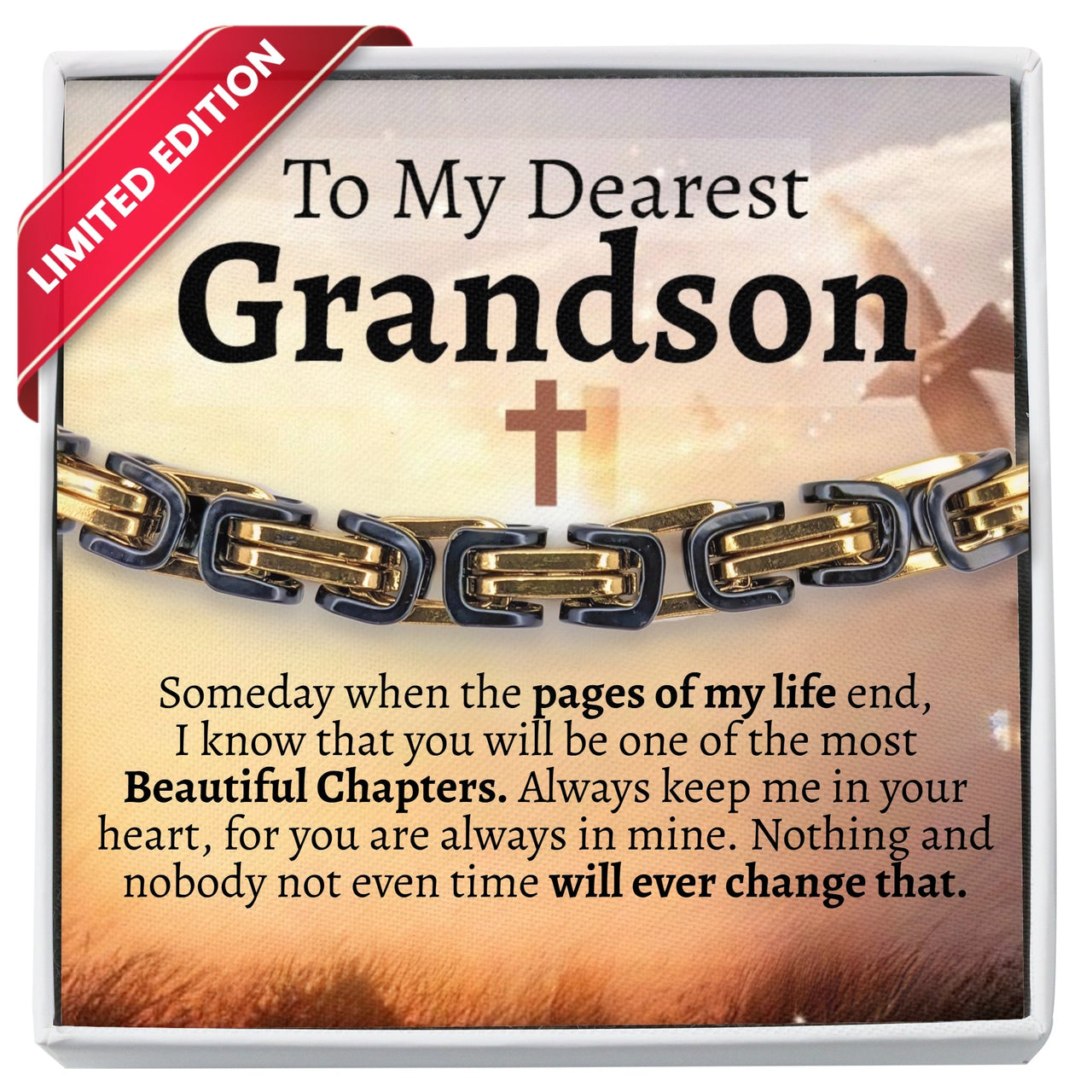 To My Grandson 5mm Steel Bracelet - Love You This Much