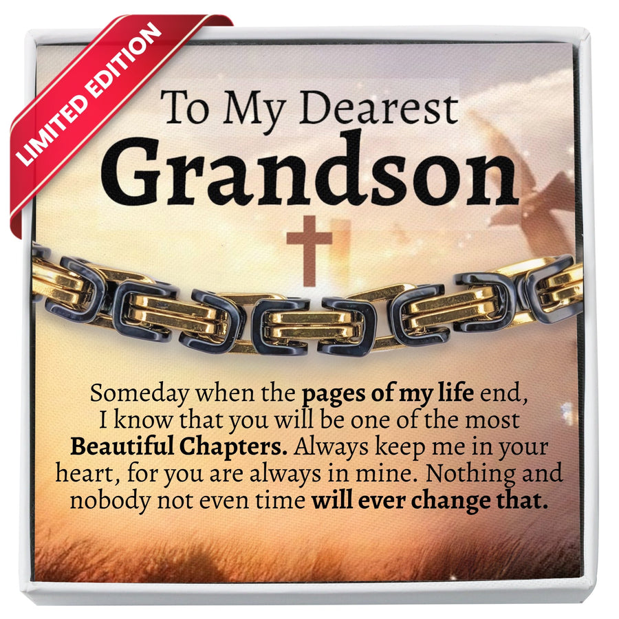 To My Grandson 5mm Steel Bracelet - Love You This Much