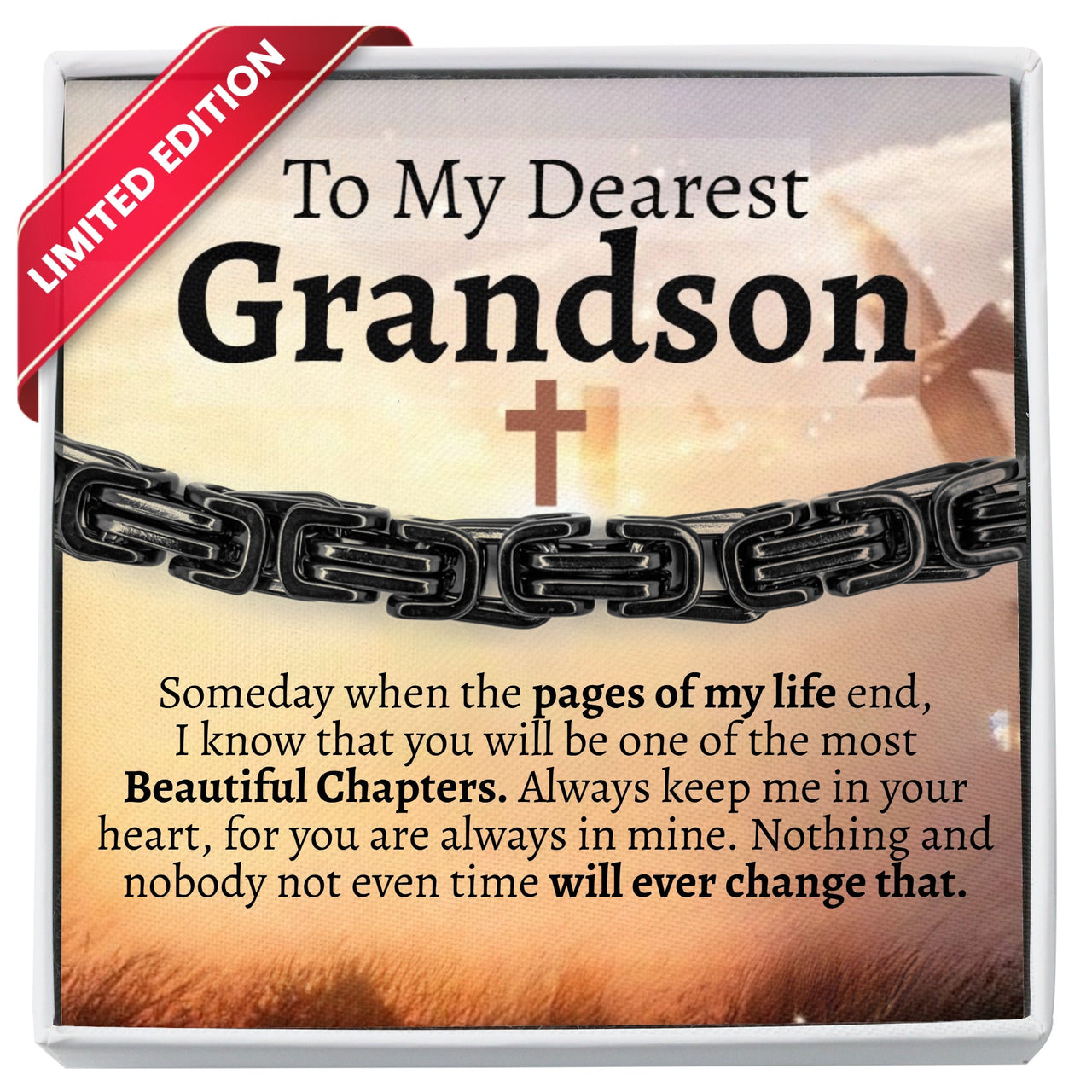 To My Grandson 5mm Steel Bracelet - Love You This Much