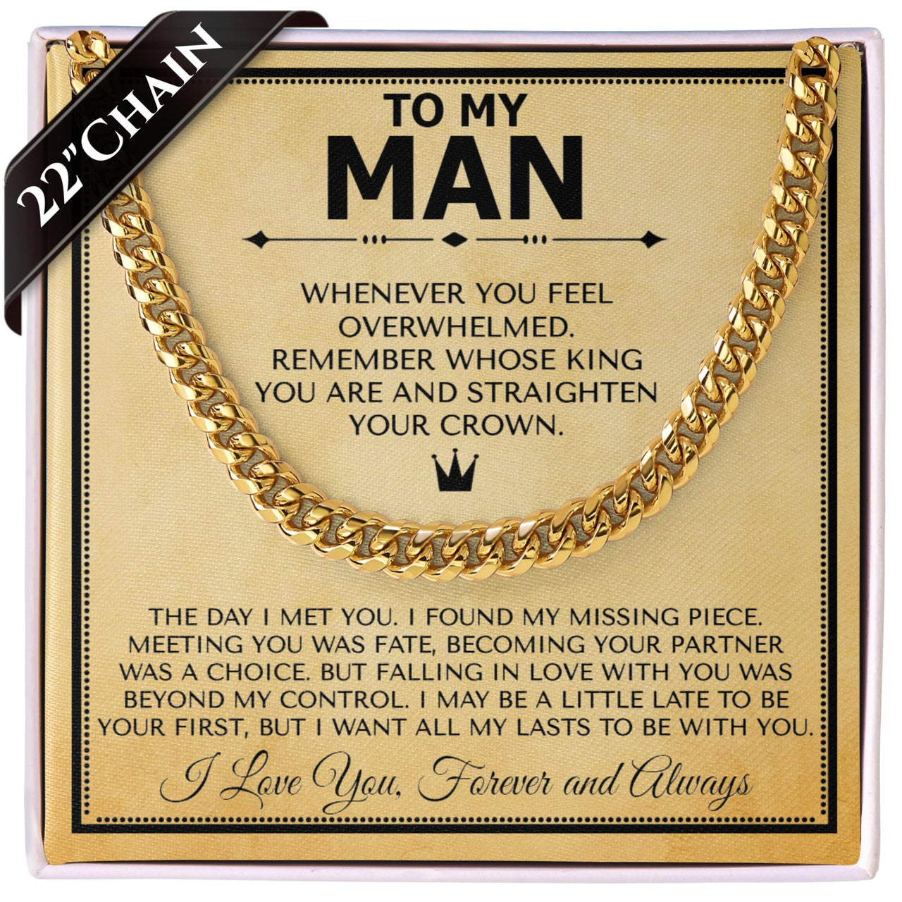 To My Man "Crown" 5mm Cuban Necklace - Love You This Much