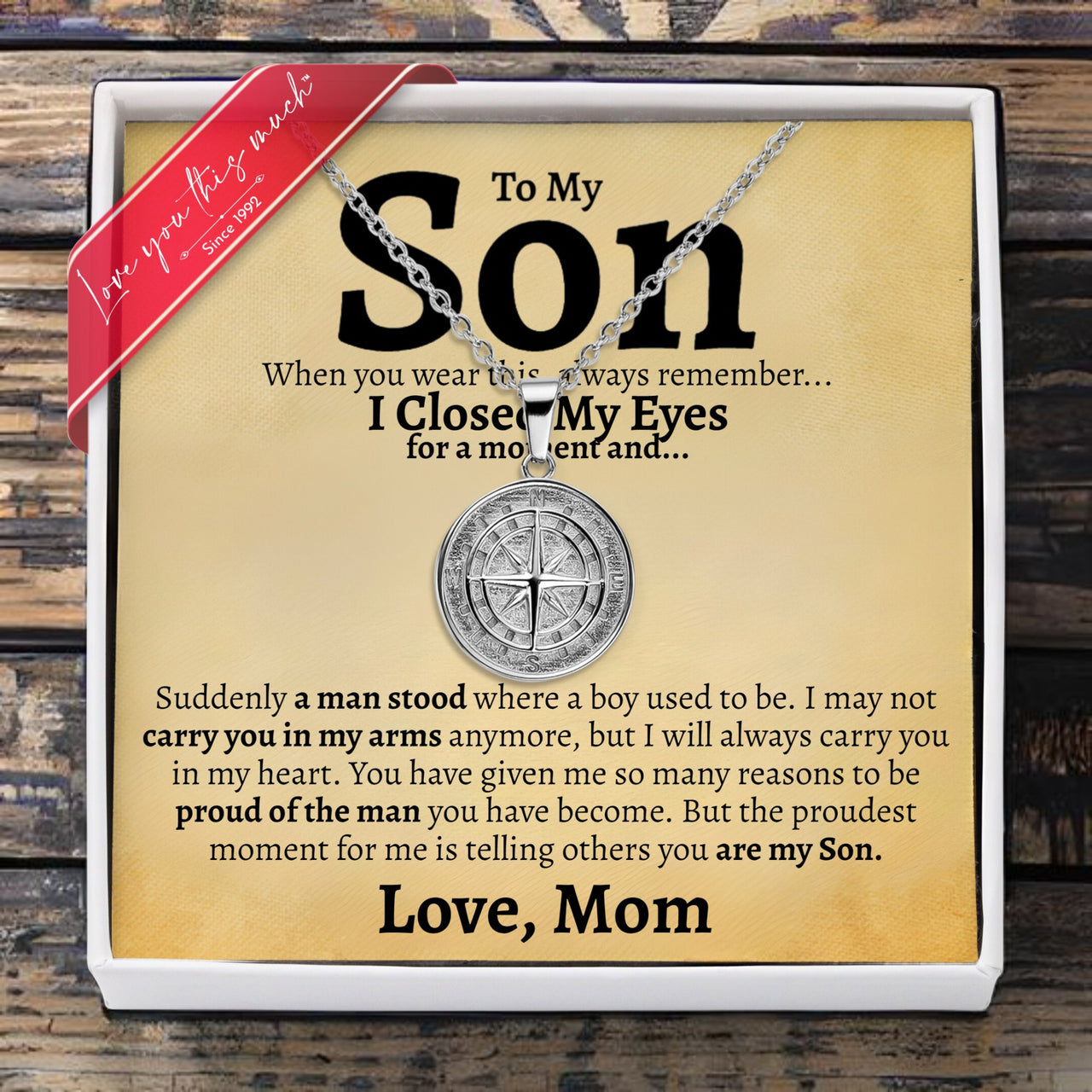 To My Son Compass Necklace | Love Mom Gift Set - Love You This Much