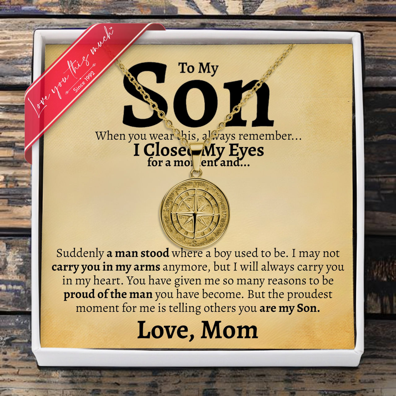 To My Son Compass Necklace | Love Mom Gift Set - Love You This Much