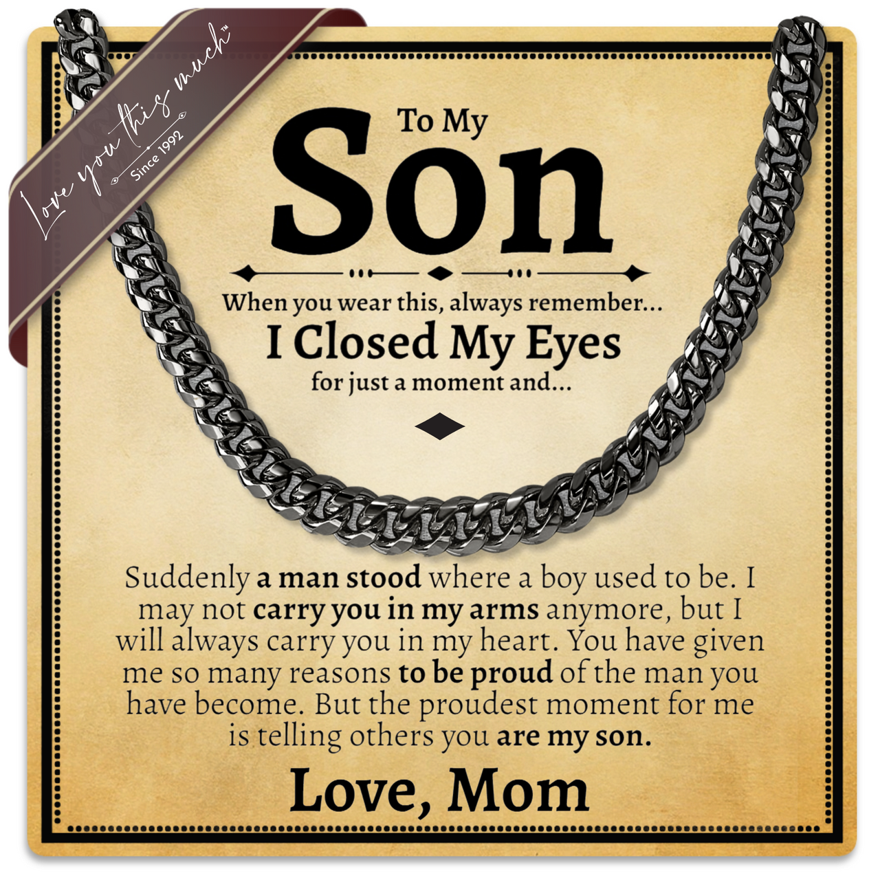 To My Son 5mm Cuban Necklace - Love Mom