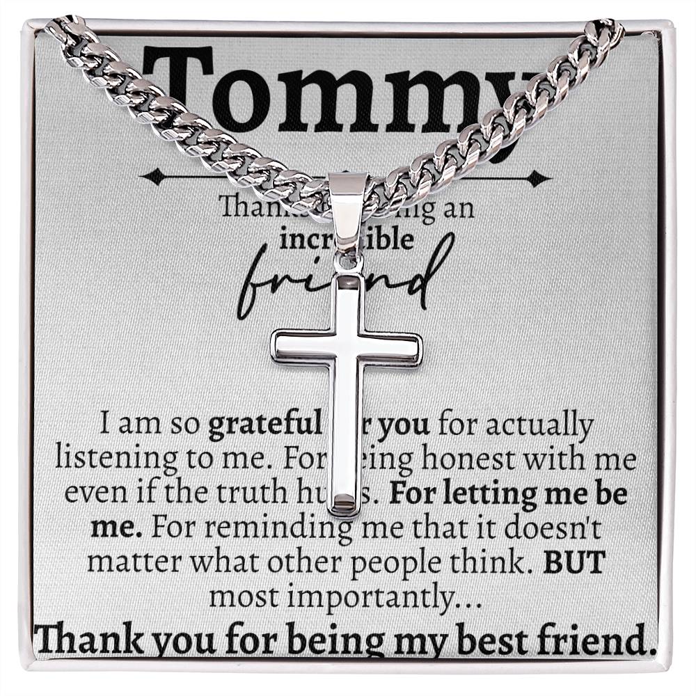 Best Guy Friend Cuban Cross Necklace - Love You This Much