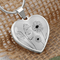 Thumbnail for Birth Flower Heart Necklace - Love You This Much