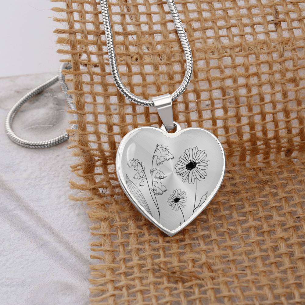 Birth Flower Heart Necklace - Love You This Much