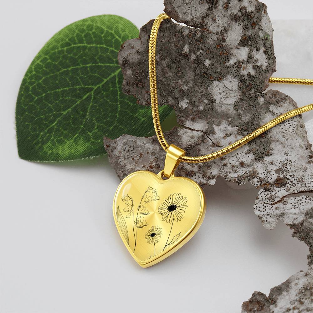 Birth Flower Heart Necklace - Love You This Much