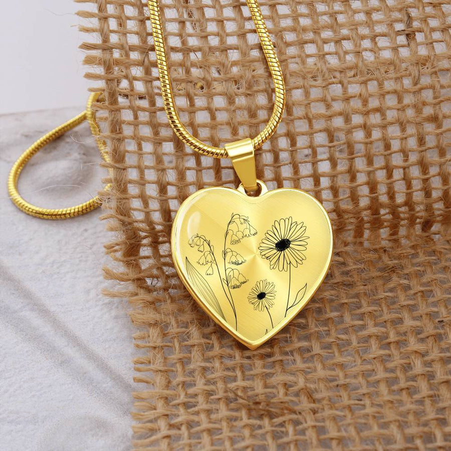 Birth Flower Heart Necklace - Love You This Much