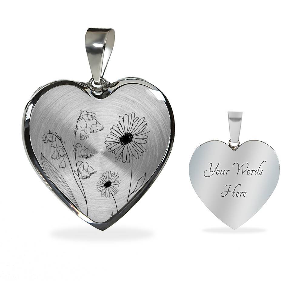 Birth Flower Heart Necklace - Love You This Much