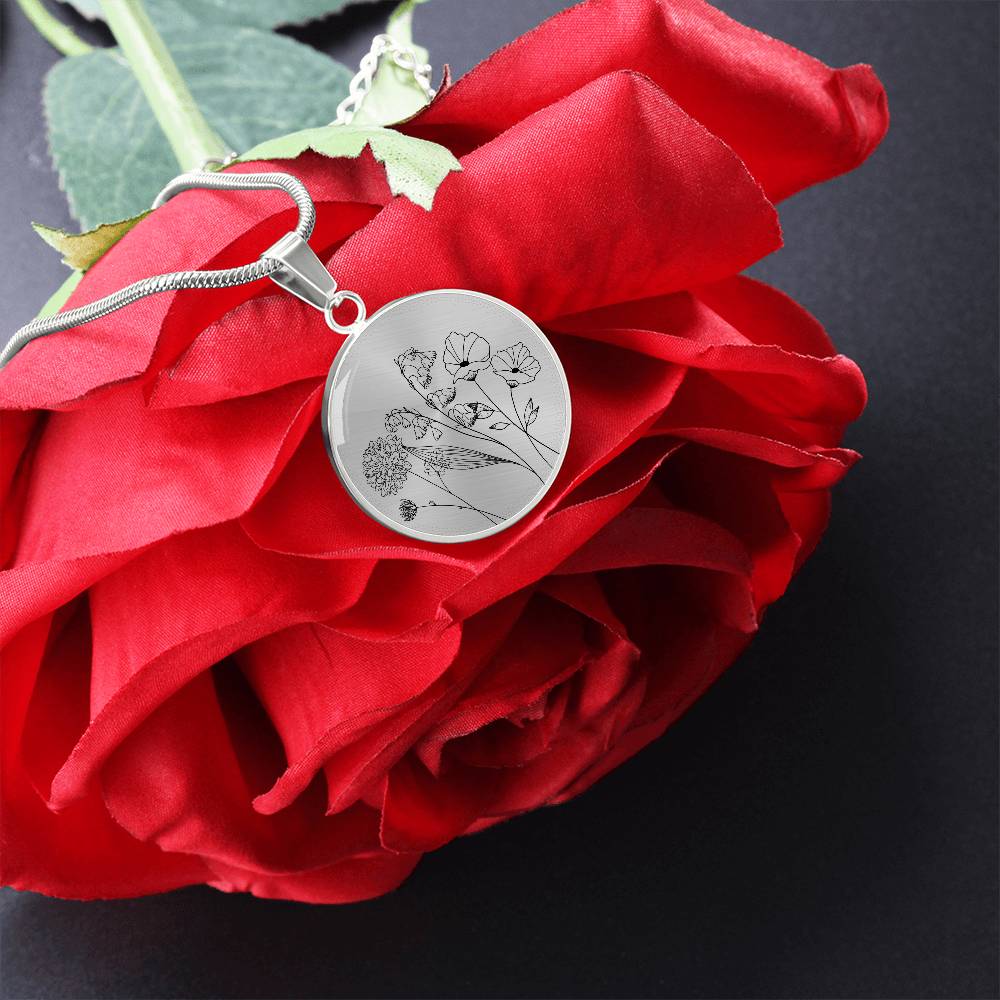 Birth Flowers Circle Necklace - Love You This Much