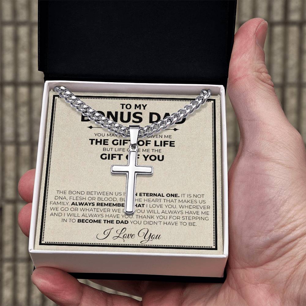 Bonus Dad Cuban Cross Necklace - Love You This Much