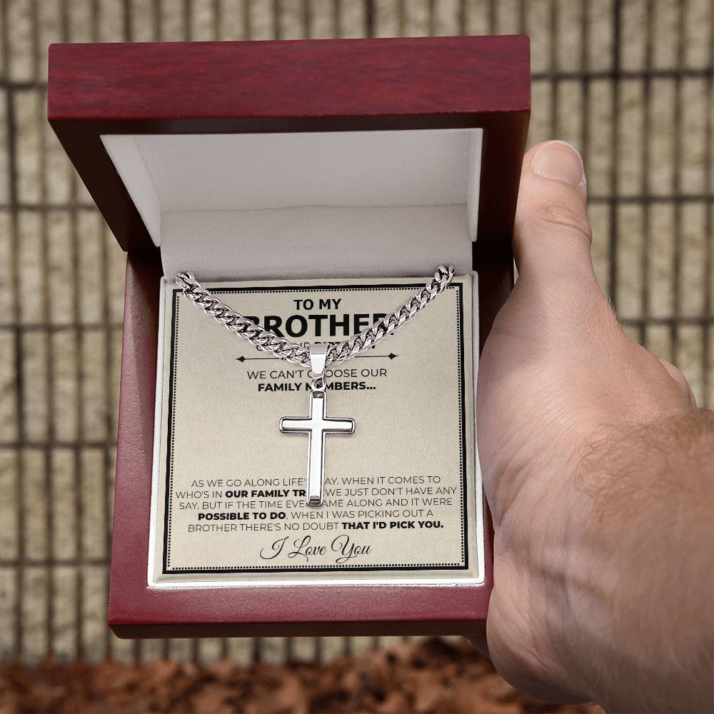 Brother Birthday Cuban Cross Necklace - Love You This Much