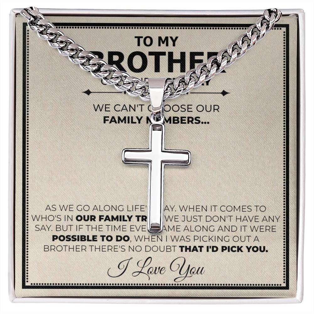 Brother Birthday Cuban Cross Necklace - Love You This Much