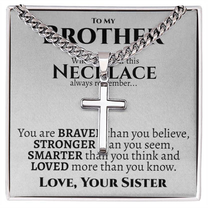 Brother (Love Sister) Cuban Cross Necklace - Love You This Much