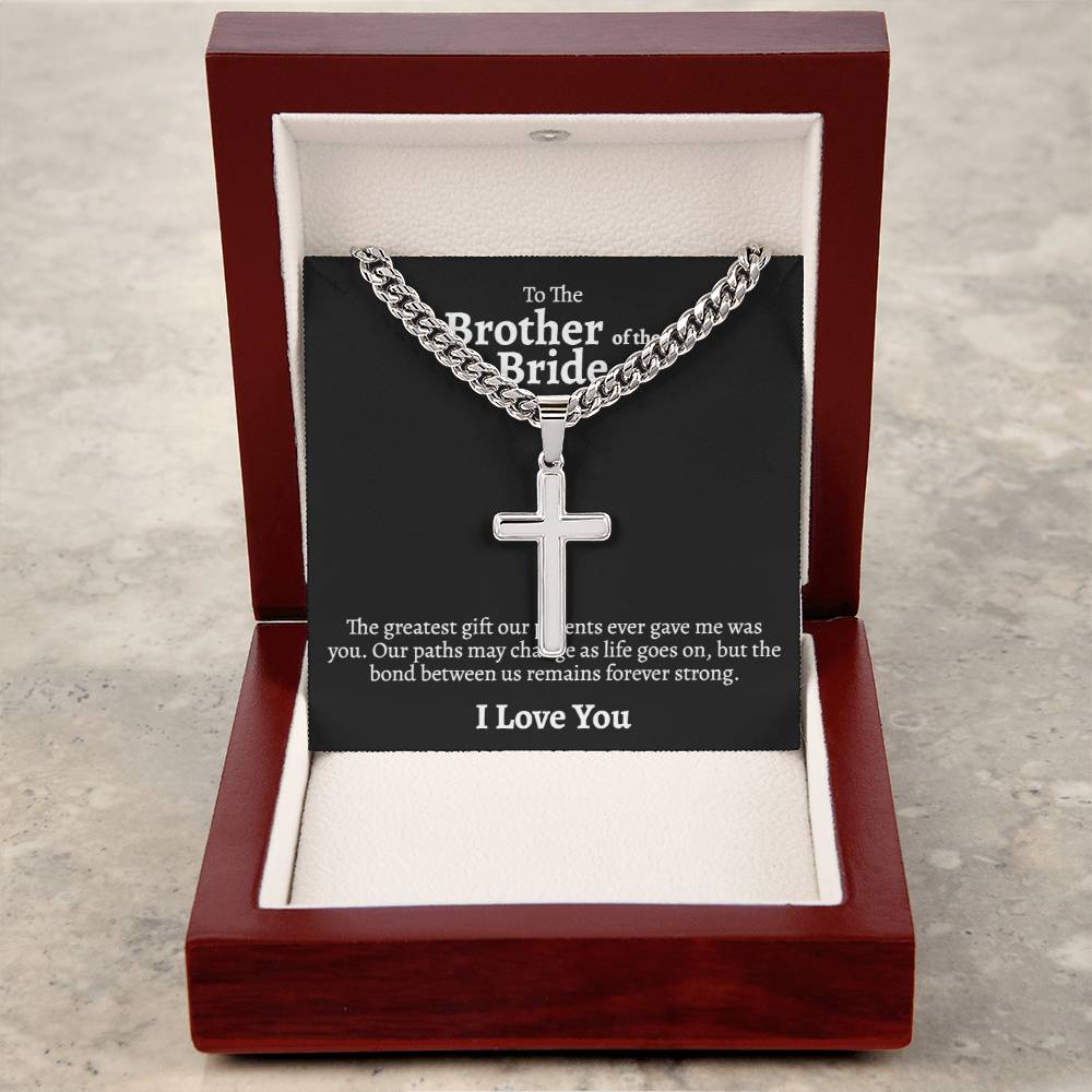 Brother of the Bride Cuban Cross Necklace - Love You This Much