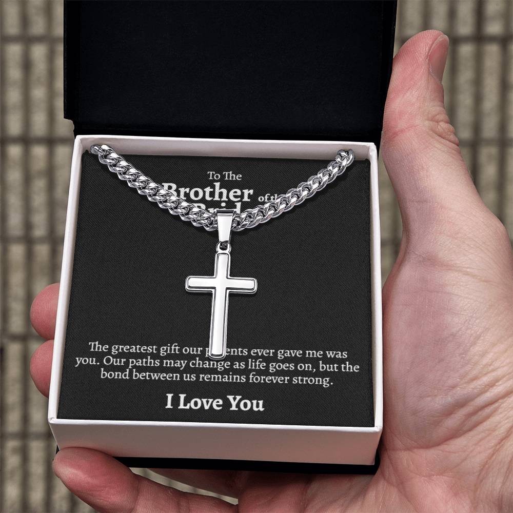 Brother of the Bride Cuban Cross Necklace - Love You This Much