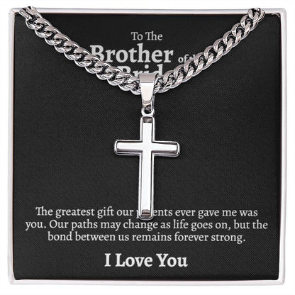 Brother of the Bride Cuban Cross Necklace - Love You This Much