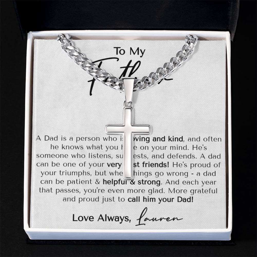 Dad (From Daughter) Cross Cuban Necklace - Love You This Much