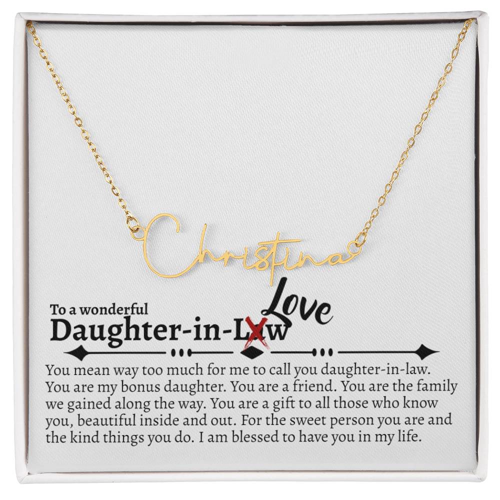 Daughter in Love Signature Name Necklace - Love You This Much