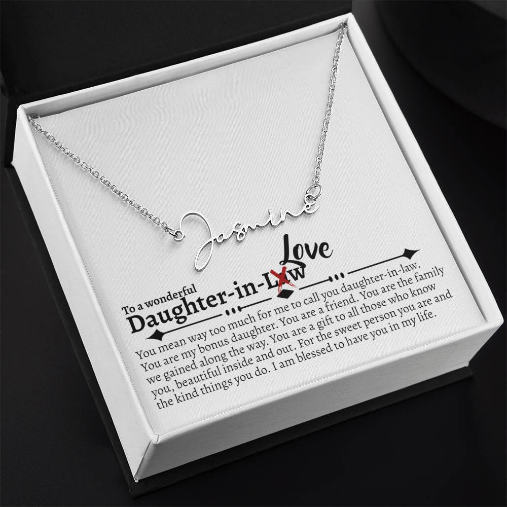 Daughter in Love Signature Name Necklace - Love You This Much