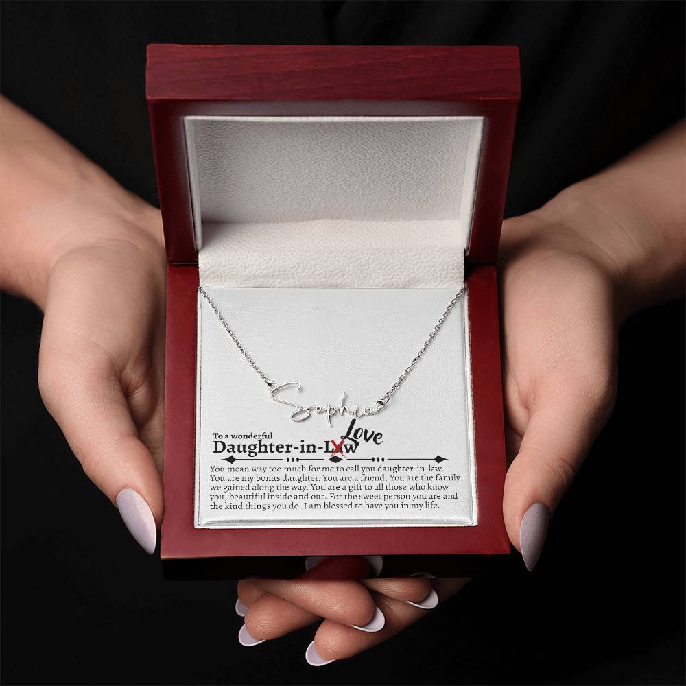 Daughter in Love Signature Name Necklace - Love You This Much